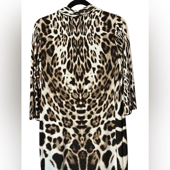 Chico’s Leopard Print Shirt Dress 3/4 Sleeve Midi Length Size 1 - Picture 5 of 5